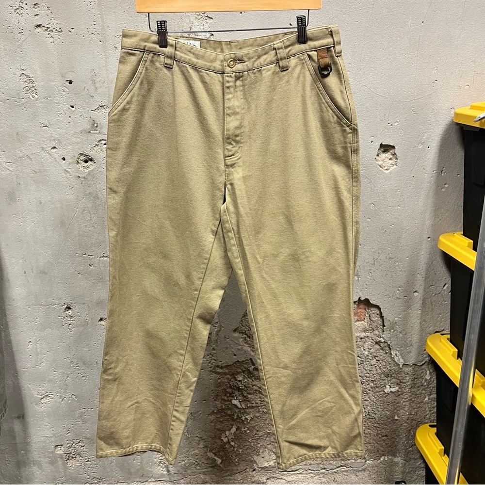 Orvis Khaki Canvas 100% Cotton Beige Tan Straight Leg Casual Pants 34 Workwear